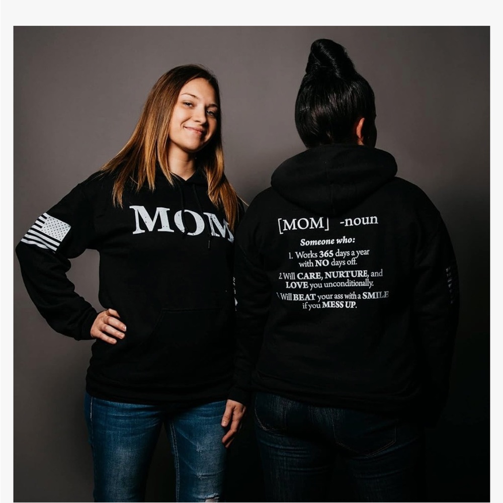 Grunt style Black 'MOM' Graphic Hoodie